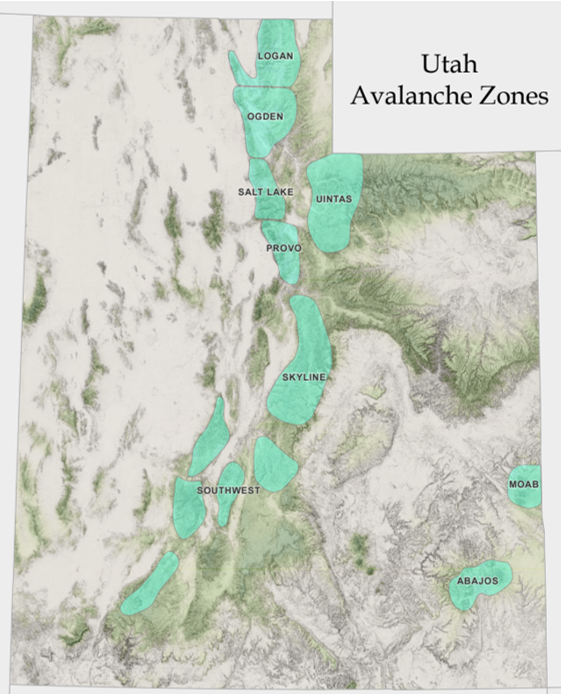 Map of Utah avalanche zones
