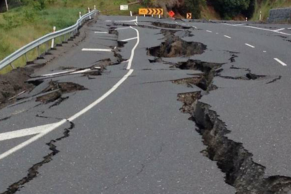 Earthquake rips through road