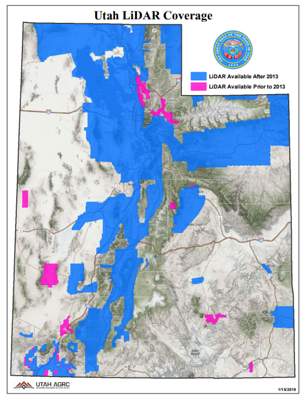 Map of Utah LiDar coverage